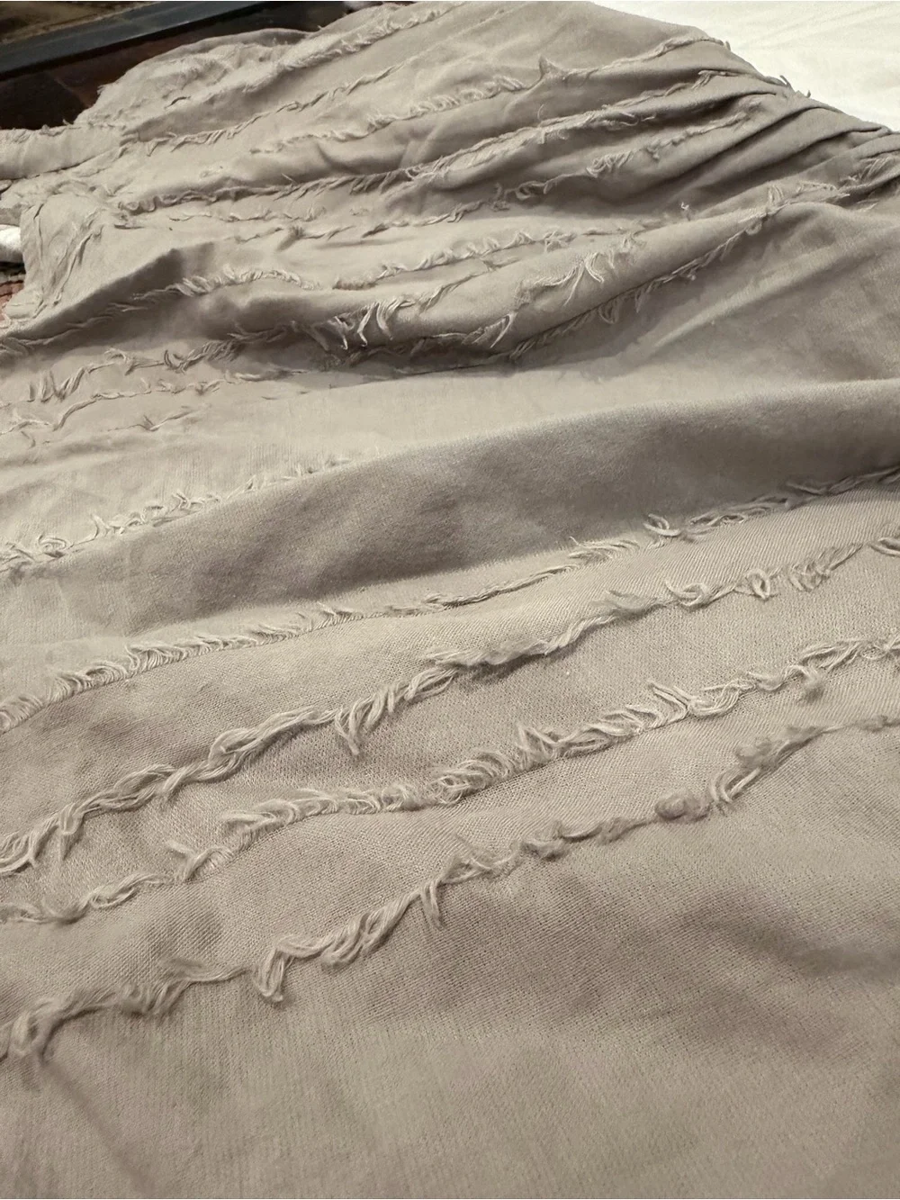 Restoration Hardware Gray Ruffle Duvet with White Insert
